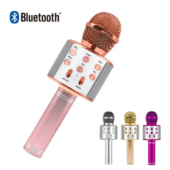 Bluetooth Microfone do Karaoke Microfone sem Fio A alto-Falante Portátil Microfone Leitor de Cantar Gravador exterior