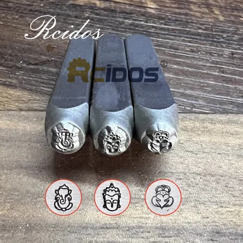 RCIDOS 6MM Buda, Ganesha de Design de Jóias de Metal Selos,DIY Bracelete/jóias símbolos de aço carimbo,1pcs preço