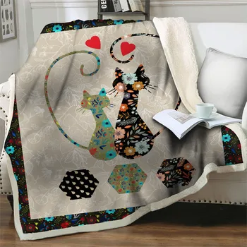 Cartoon Criativo Gato Com Flor De Cobertor Macio, Quente Luxuoso Jogar Cobertores Para Camas De Sofá Plano De Viagem, Mantas Nap Tampa Dropshipping