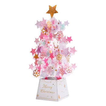 3d Crystal Árvore de Natal Cartão de Cartões Criativas de Presentes de Natal Para Amigos de Crianças Festival Elemento Postal de Natal Presente