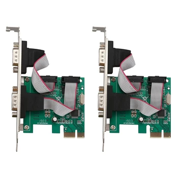 2X PCI-E E PCI Express Dual Serial DB9 RS232 2 Portas Controlador de Adaptador de Cartão Verde