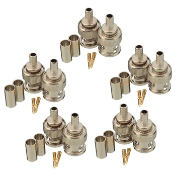 10 Conjuntos de 3 peças BNC Macho RG58 Plug Crimpagem de Conectores
