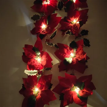2 Metros De Flores Artificiais Guirlanda De Natal Decoração Da Casa De Luz Branca Brilhante Do Rattan Para A Porta Ornamento Pendurado Na Parede
