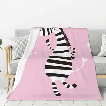Feliz Zebra Cobertor Quente Leve Pelúcia Macia Jogar o Cobertor para o Quarto Sofá Sofá Acampamento