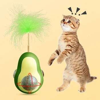 1Pc Pena de Catnip Pet Bumbler Brinquedo Engraçado Gatinho Brinquedos de Gato Interativo Pena de Brinquedos para animais de Estimação Copo de Brinquedo com Bola Gato de Abacate