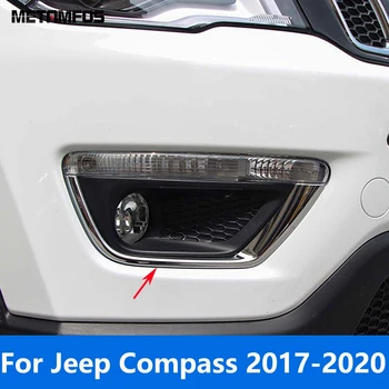 Para Jeep Compass 2017-2019 2020 Fibra De Carbono Frente Lâmpada Da Luz De Névoa Da Pálpebra Sobrancelha Foglight De Moldagem Tira De Guarnição De Acessórios Para Carros