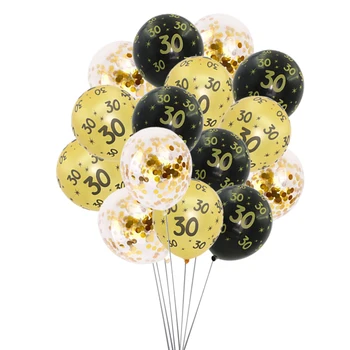 15Pcs Ouro Preto 12inch 18 30 40 50 60 Anos de Idade Confete Balões de Látex Para Festa de Aniversário para Adultos Mulheres Homens Aniversário de Suprimentos