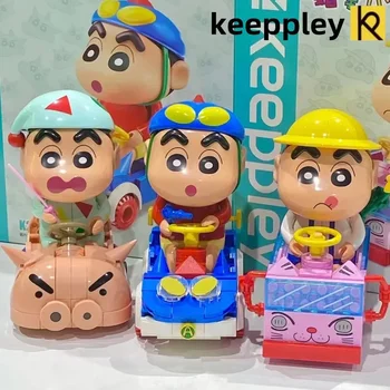 Genuíno keeppley de Crayon Shin-chan blocos de construção de mini carro modelo clássico anime DIY montados brinquedos para crianças, presente de aniversário