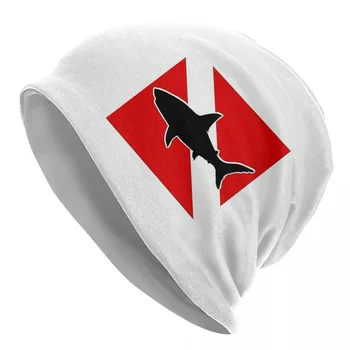 Mergulho Bandeira Com Um Tubarão Quente Tampa de Malha de Moda Bonnet Chapéu de Outono Inverno ao ar livre Beanies Chapéus Unissex Adulto
