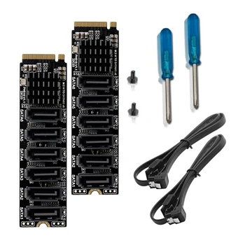 2X M. 2 MKEY PCI-E Placa Riser M. 2 NVME Para SATA3.0 PCIE SATA Para 6Gpbsx6-Porta Cartão de Expansão ASM1166 Apoio PM Função
