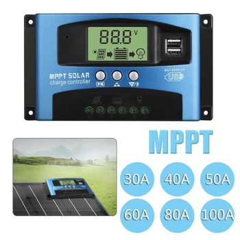 MPPT Auto Controlador Solar 80A 100A 50A 60A 40A 30A Solar Controladores de LCD Dual USB, Painel Solar, Bateria de Dropship