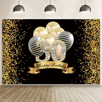 Laeacco Diamante de Aniversário de 30 anos de plano de Fundo do Balão de Ouro Luz, Bokeh Ponto de Polca Personalizado Fotográfico pano de Fundo Para a Foto Studio