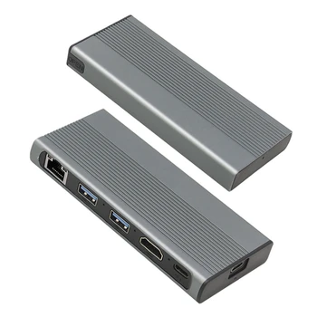 2X USB C Hub M. 2 SSD Gabinete -Compatível+USB3.1+RJ45+PD-Tipo C Docking Station Para M. 2 NVME NGFF SSD Para