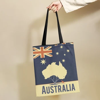 Yikeluo Bandeira Australiana Eco-Friendly Saco De Compras Canguru Impressão Estudante Livro Saco Grande Capacidade Reutilizáveis Saco De Presente De Bolsa