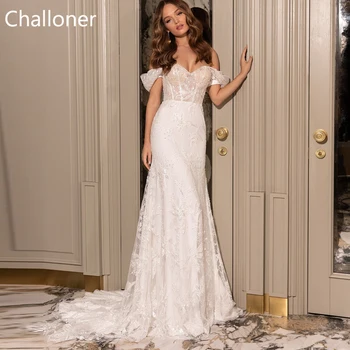 Challoner de Luxo Sereia Cintilante Vestido de Noiva de Renda para as Mulheres 2023 Trem Destacável Esferas de Lantejoulas sem encosto Vestido de Noiva