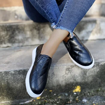 Sapatos para as Mulheres Plano, Em 2022, Outono Tamanho Plus Slip-on Preguiçoso Sapatos de Mulheres de Cor Sólida Dedo do pé Redondo Sapatilhas Casuais Sapatos Zapatos De Mulher