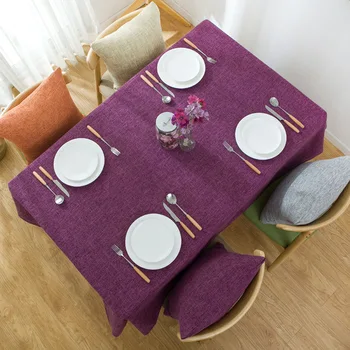 Roupa de cor sólida toalha de mesa de sala de conferência simples toalha de mesa de algodão, de linho, de estilo simples, secretária